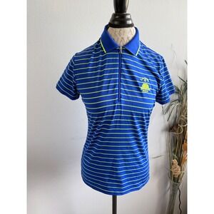 RLX Ralph Lauren Mens Blue Neon Striped 2013 US Open Merion Golf Polo Shirt M‎